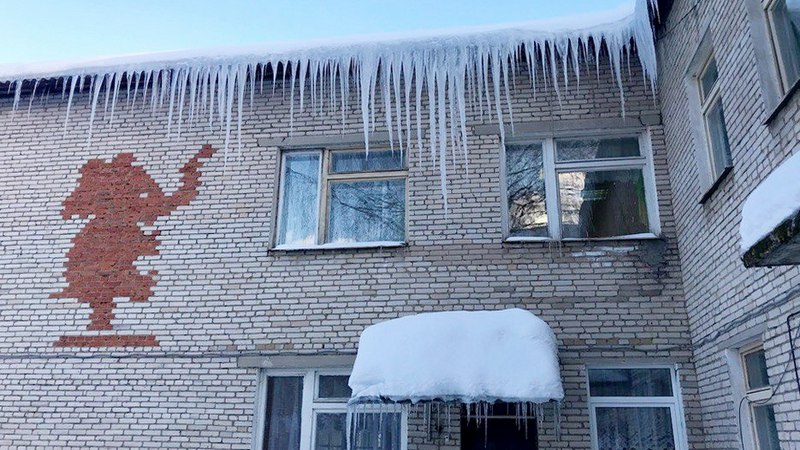 В Югре во время прогулки на двух воспитанников детского сада с крыши упала глыба снега