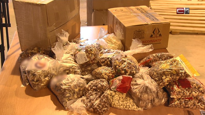 Для бойцов в зоне СВО сургутские НКО собрали десятки килограммов орехов