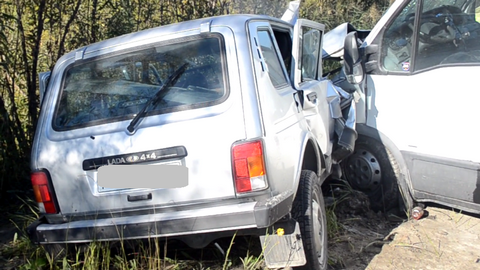 В Югре в лобовом столкновении «Нивы» и микроавтобуса погиб водитель внедорожника. ФОТО