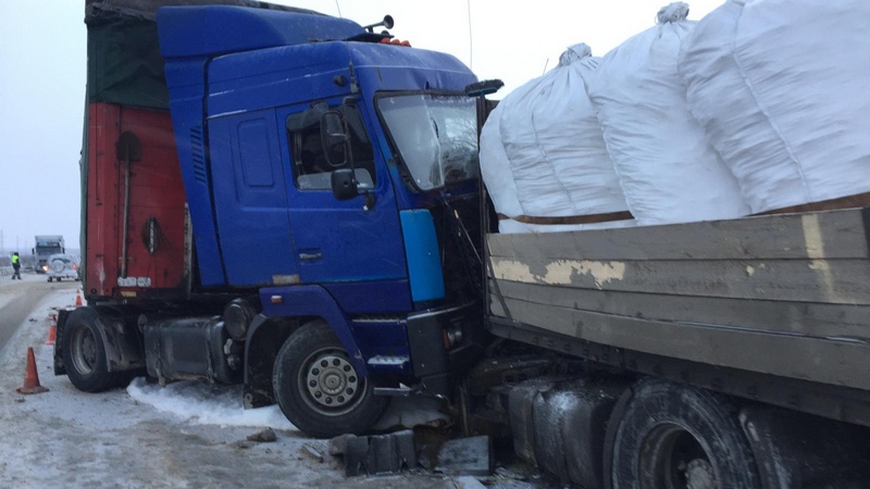 На трассе Сургут — Нижневартовск столкнулись два грузовика