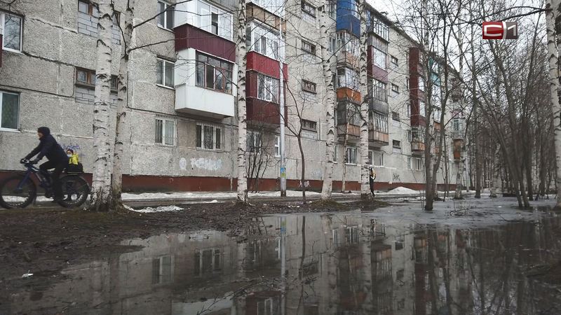 Огромная лужа возле дома Сургута спровоцировала появление плесени в квартирах