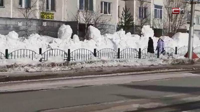 В Сургуте горожане опасаются таяния снега вдоль тротуаров