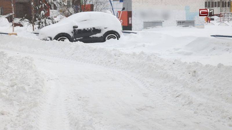 На дорогах Сургута от чистки образовались снежные горы