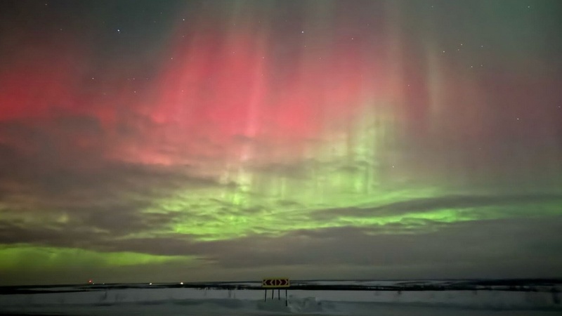 Мощное северное сияние наблюдали в небе над Югрой этой ночью. ФОТО