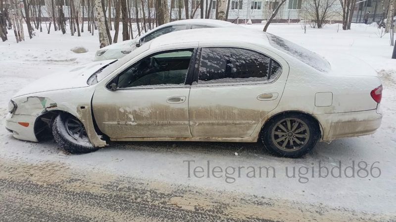 Водитель не учел метеоусловия: в Сургуте «Ниссан» врезался в дерево