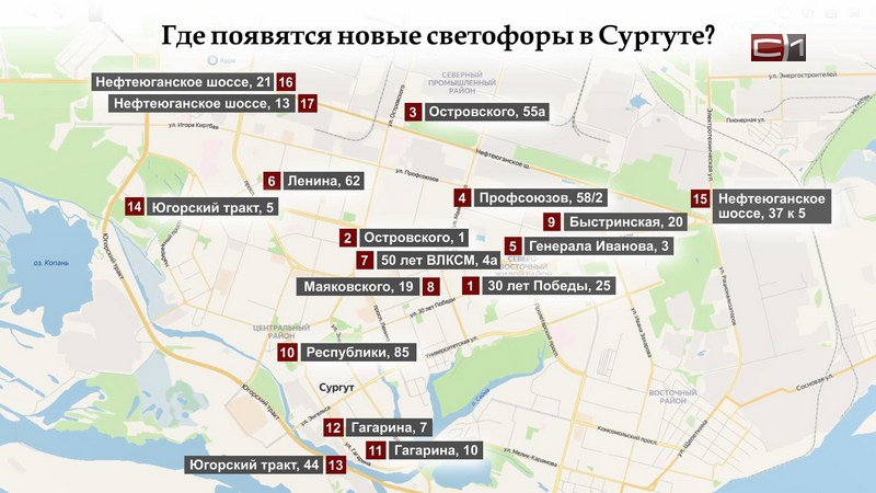 Новые светофоры появятся на городских магистралях в Сургуте