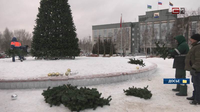 Сургутяне обнаружили пропажу новогодней елки с площади Советов