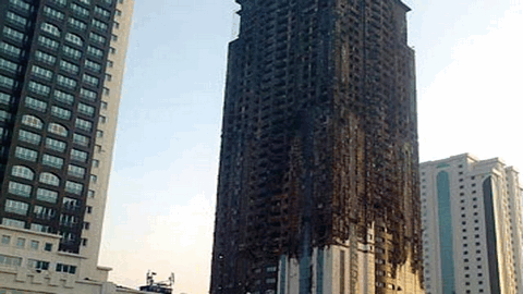 Сгоревший грозненский небоскреб восстановят к концу сентября
