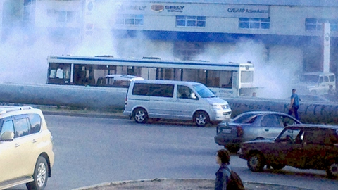 В Сургуте горел пассажирский автобус
