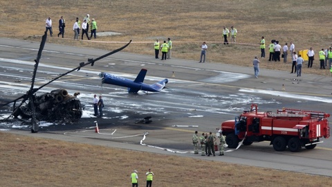 В аэропорту Геленджика разбился вертолет Ми-8 