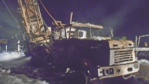 Ночью в Сургутском районе на месторождении сгорел грузовик